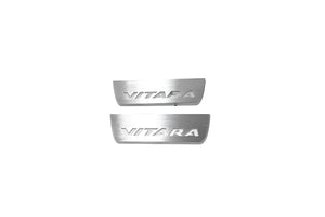 Illuminated LED Door Sill Tread Plates Suzuki Vitara 2015+ With Vitara Logo Suzuki Led Door Sills opdesign