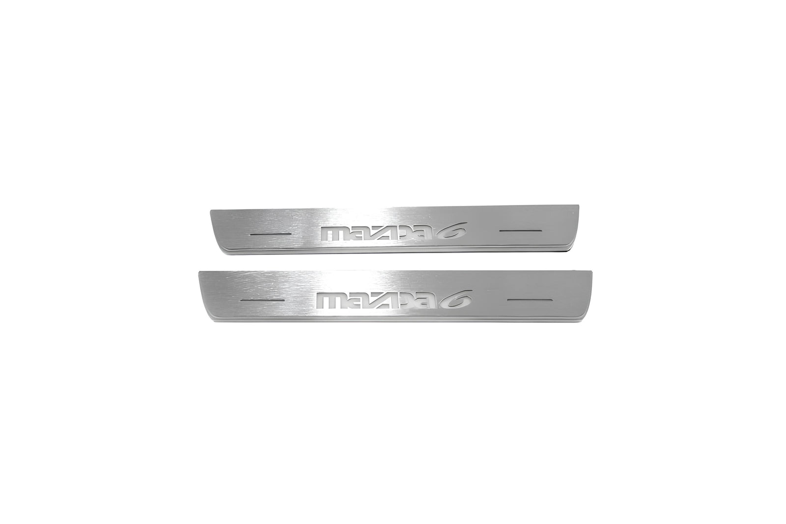 Mazda 6 II 2008+ illuminated entry guards in stainless steel with Mazda 6 logo