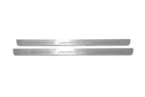 Illuminated LED Door Sill Tread Plates Toyota Avensis III 2009-2018 With Avensis Logo Toyota Led Door Sills opdesign