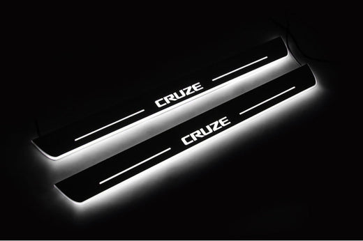 Chevrolet Cruze Sedan D2LC 2016–2023 — Stainless Steel LED Door Sills — Cruze Logo
