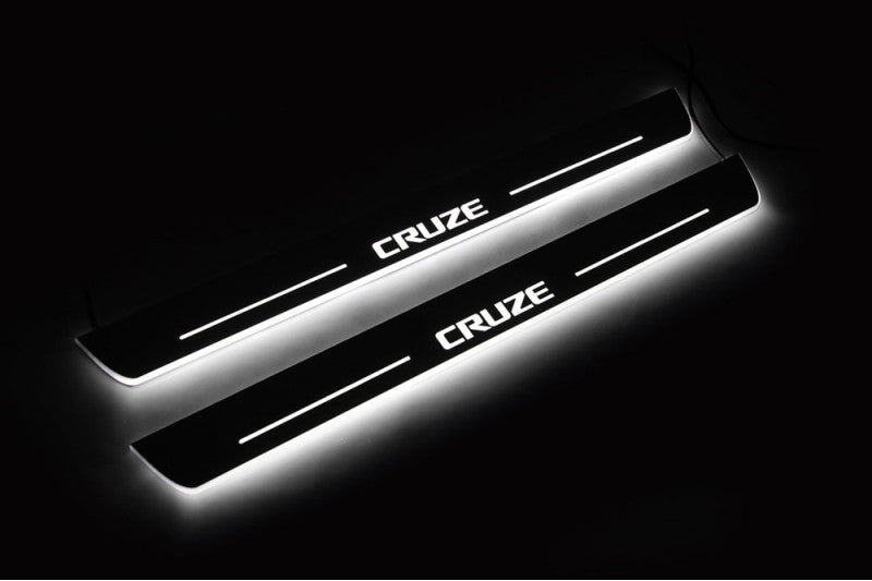 Chevrolet Cruze II 2016+ LED Door Sills Illuminated Scuff Cruze Logo Stainless Steel Entry Guards