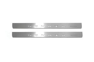 Illuminated LED Door Sill Tread Plates Hyundai Sonata VIII FL 2024+ With Sonata Logo Hyundai Led Door Sills opdesign