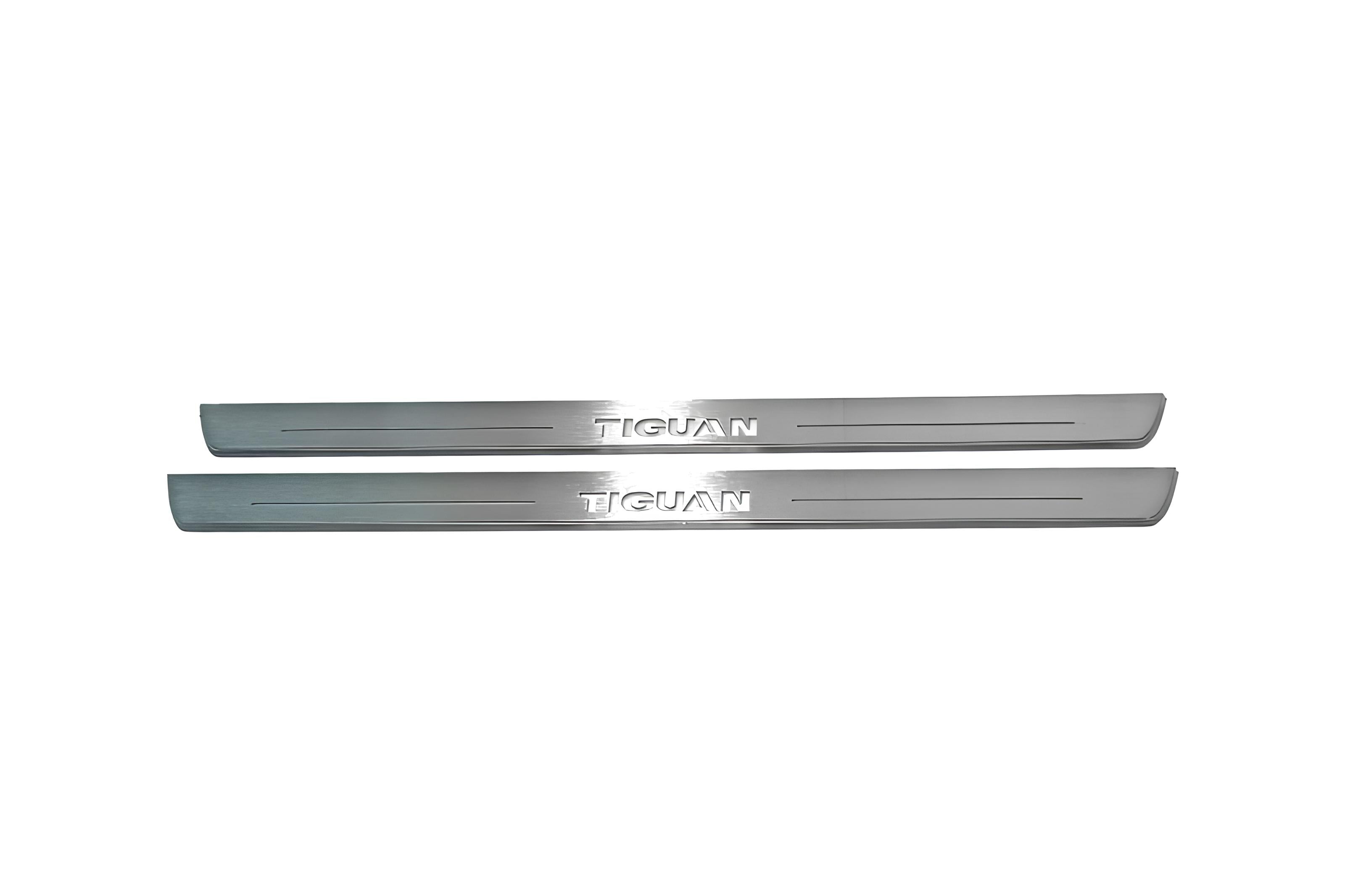 Illuminated LED Door Sill Tread Plates Volkswagen Tiguan I 2007-2016 With Tiguan Logo Volkswagen Led Door Sills opdesign