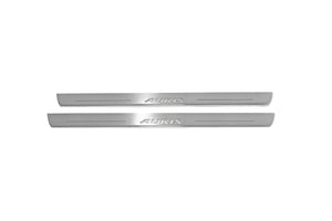 Illuminated LED Door Sill Tread Plates Toyota Auris II 2013-2018 With Auris Logo Toyota Led Door Sills opdesign
