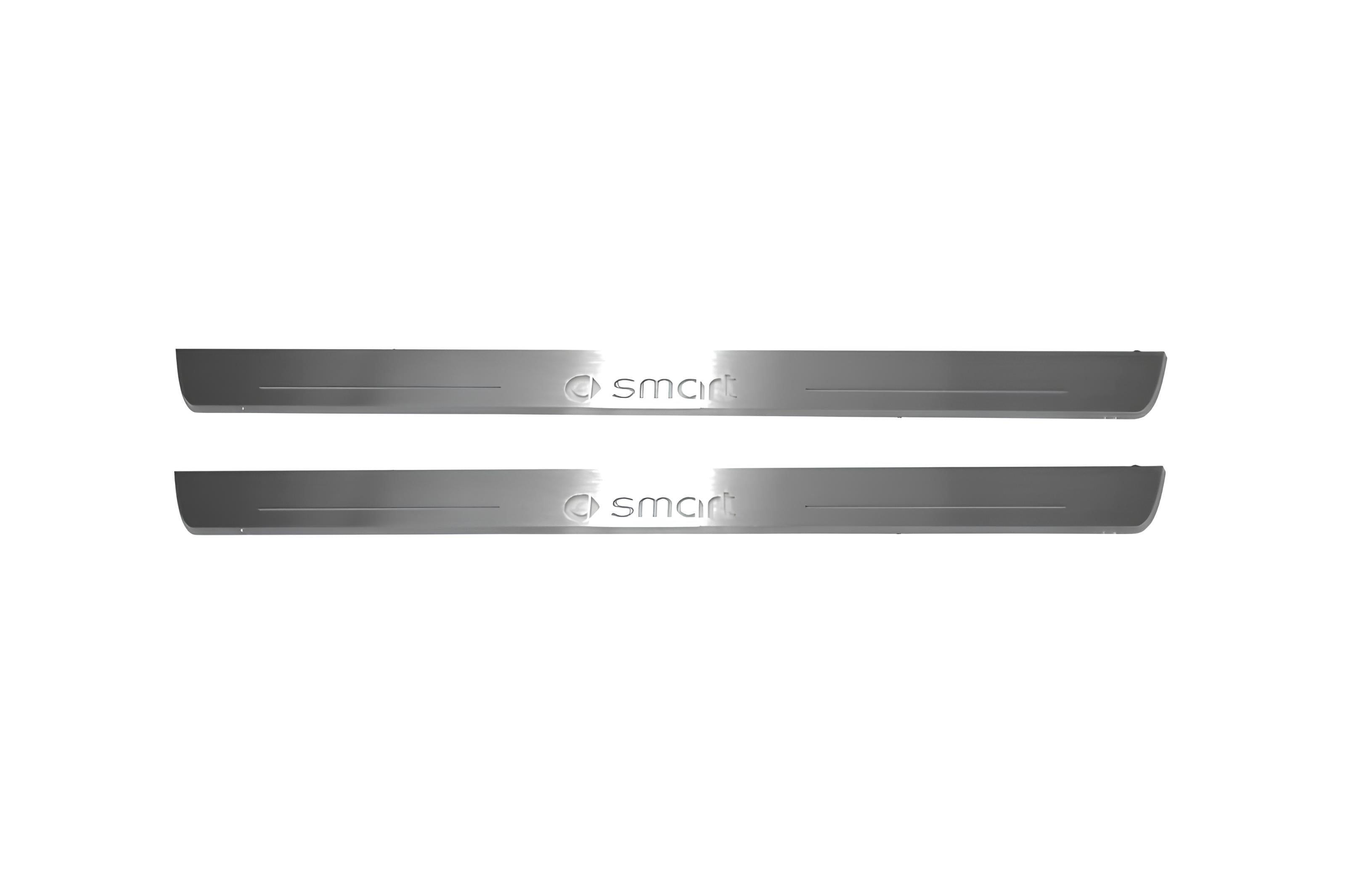 Illuminated LED Door Sill Tread Plates Smart Fortwo III 2014+ With Smart Logo Smart Led Door Sills decoinfabric