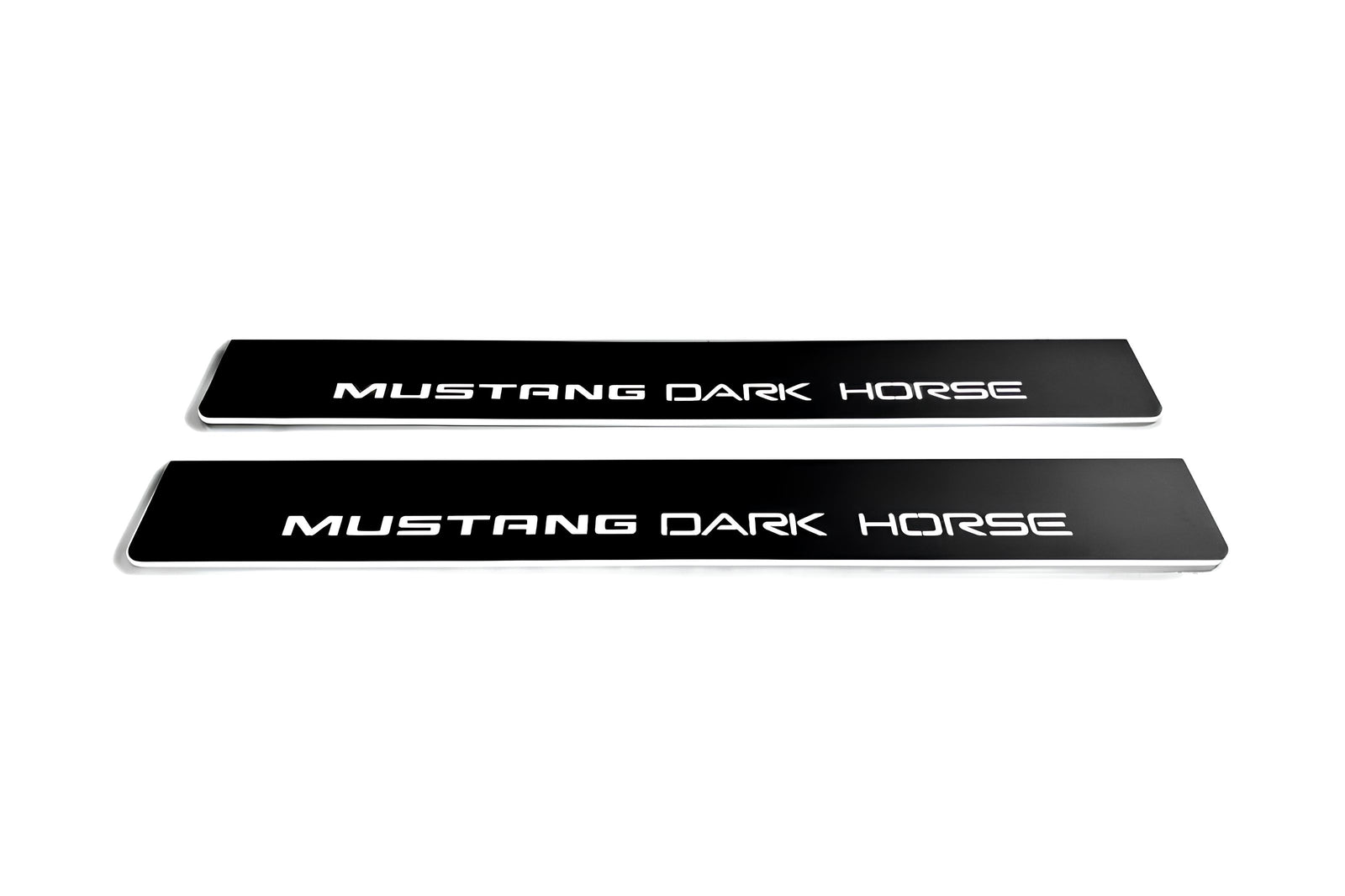 LED door sill plates stainless steel Ford Mustang VII S650 2023+ with Mustang Dark Horse logo