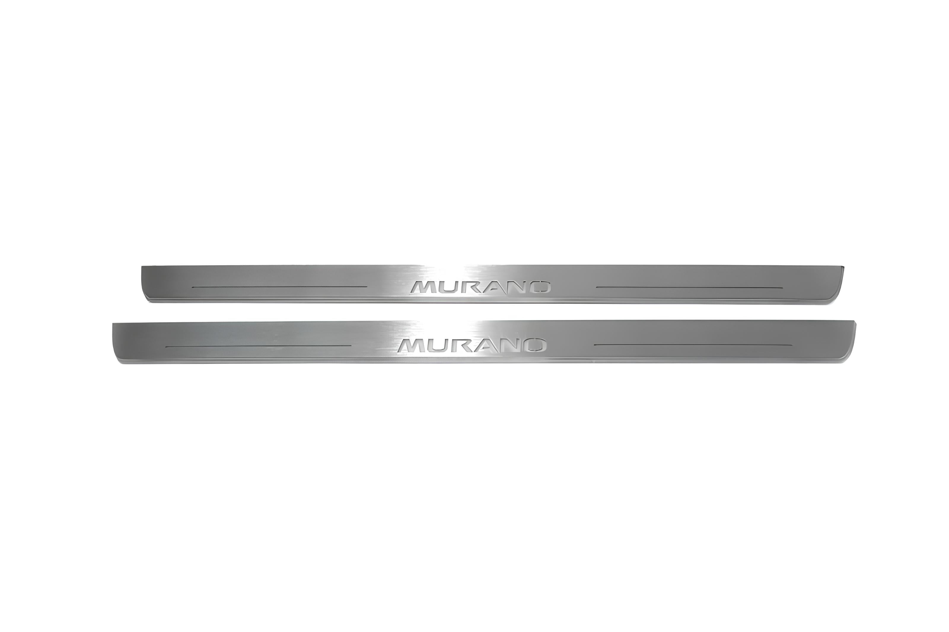 Illuminated LED Door Sill Tread Plates Nissan Murano III 2014+ With Murano Logo Nissan Led Door Sills opdesign