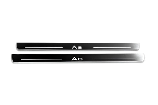 Audi A6 Avant 4G 2011–2018 — Stainless Steel LED Door Sills — A6 Logo