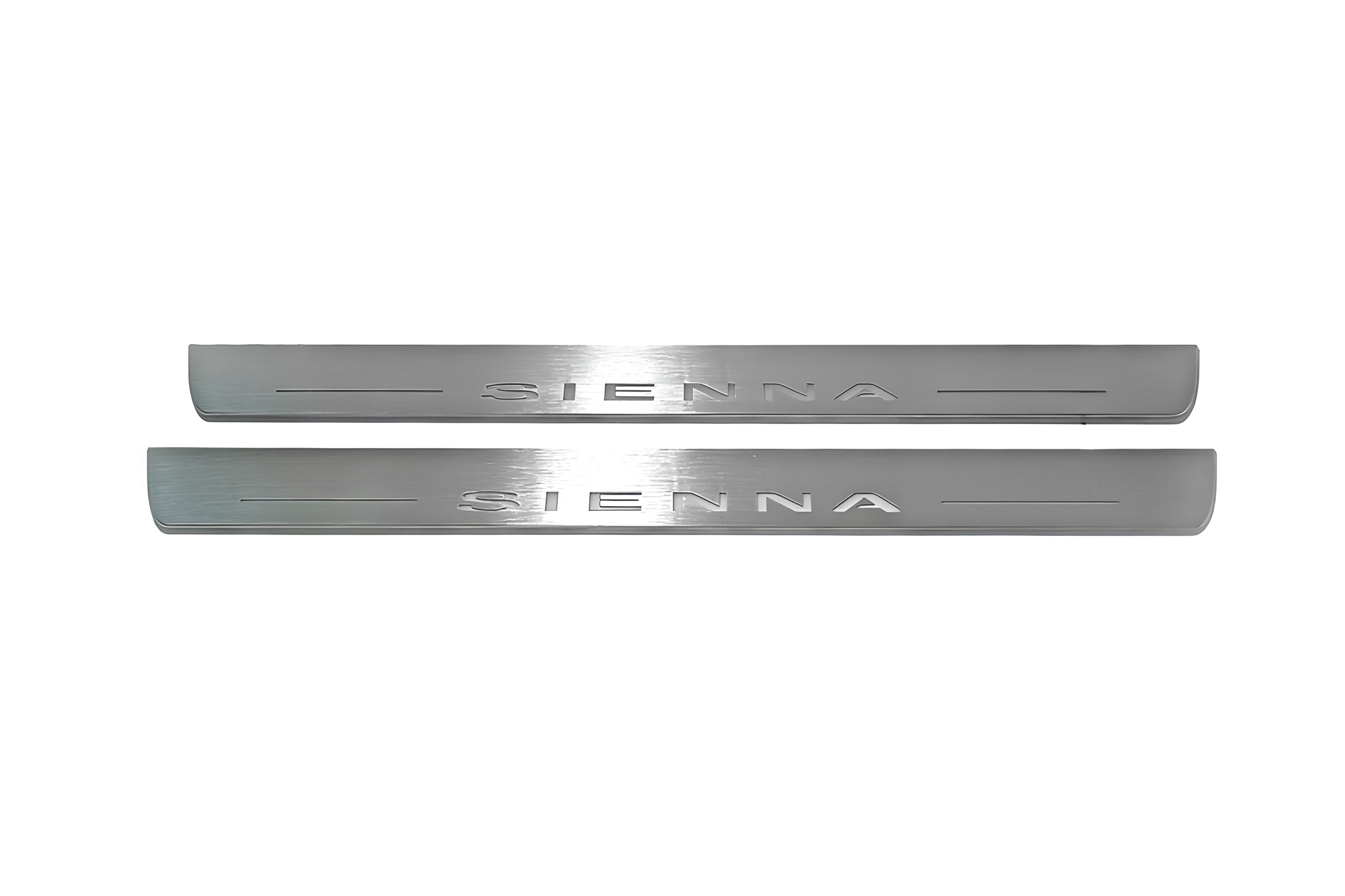 Illuminated LED Door Sill Tread Plates Toyota Sienna III 2011–2020 With Sienna Logo Toyota Led Door Sills opdesign