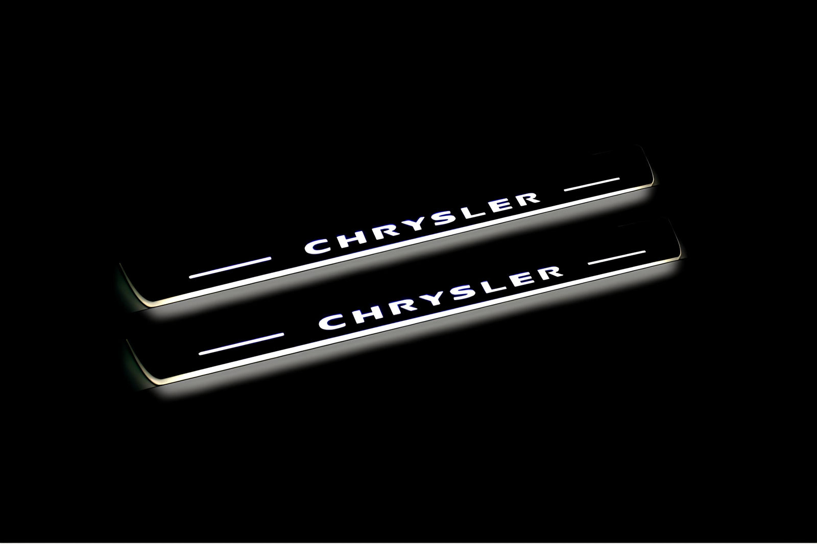Chrysler 300C II LD 2011+ door sill plates in stainless steel with Chrysler logo