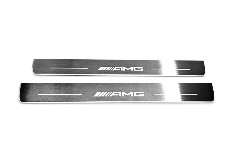 Mercedes G-Class W464 2018+ LED door sill plates in stainless steel with AMG logo