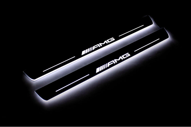 Mercedes GLS II X167 2019+ stainless steel LED door sill plates with AMG logo