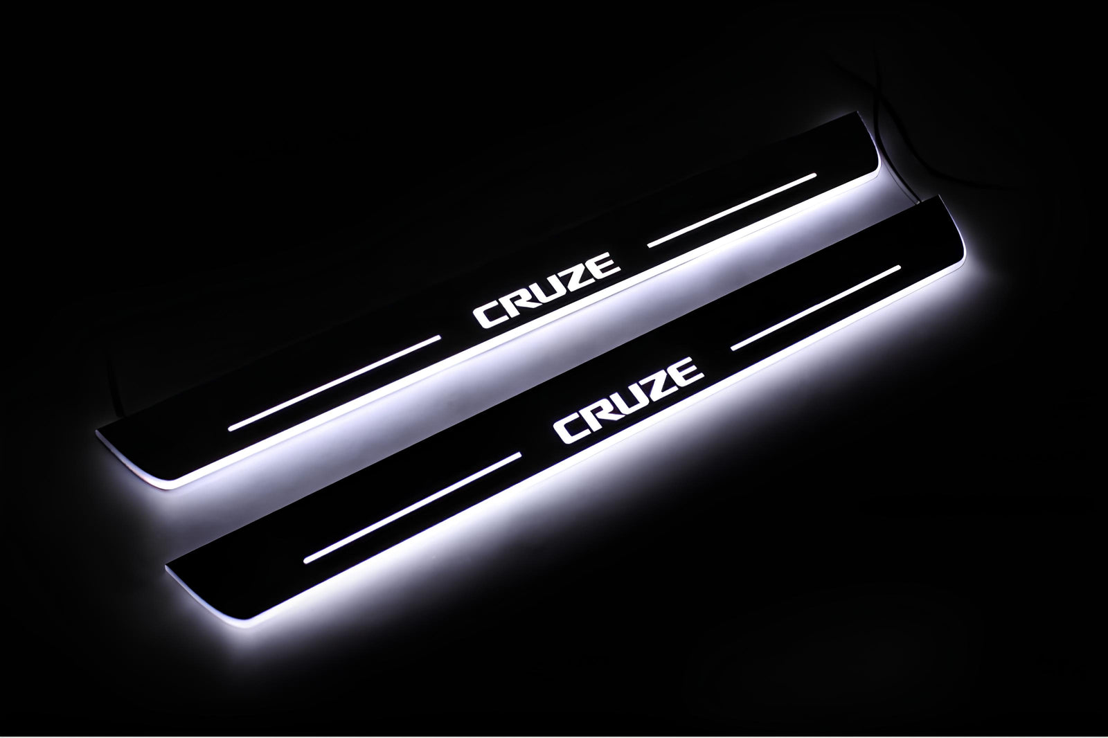 LED door sill plates for Chevrolet Cruze I 2008+ stainless steel with Cruze logo
