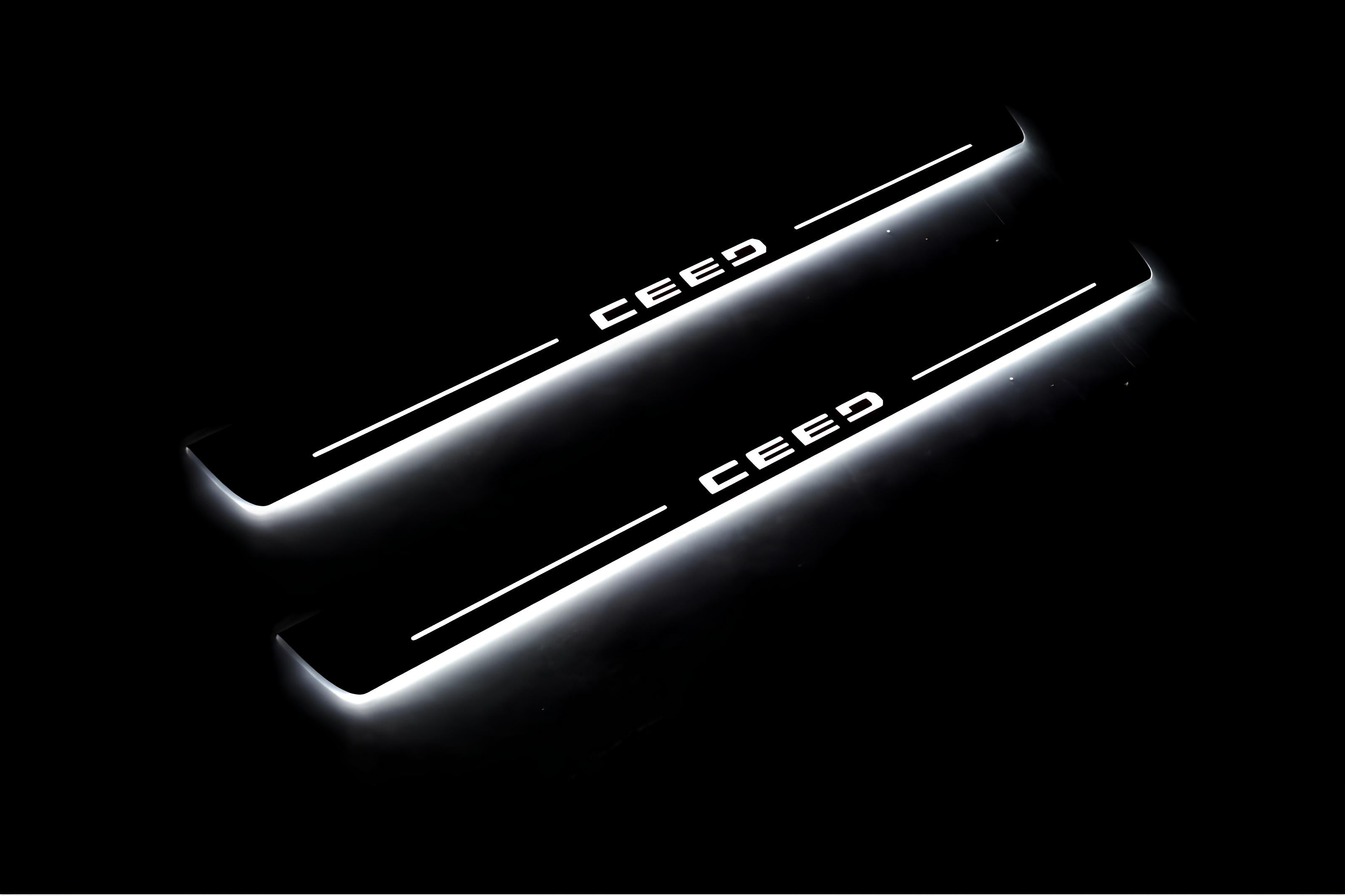 Illuminated LED Door Sill Tread Plates KIA Ceed III 2018+ With Ceed Logo KIA Led Door Sills opdesign