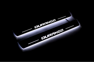 Illuminated LED Door Sill Tread Plates Dodge Durango III 2011+ With Durango Logo Dodge Led Door Sills opdesign
