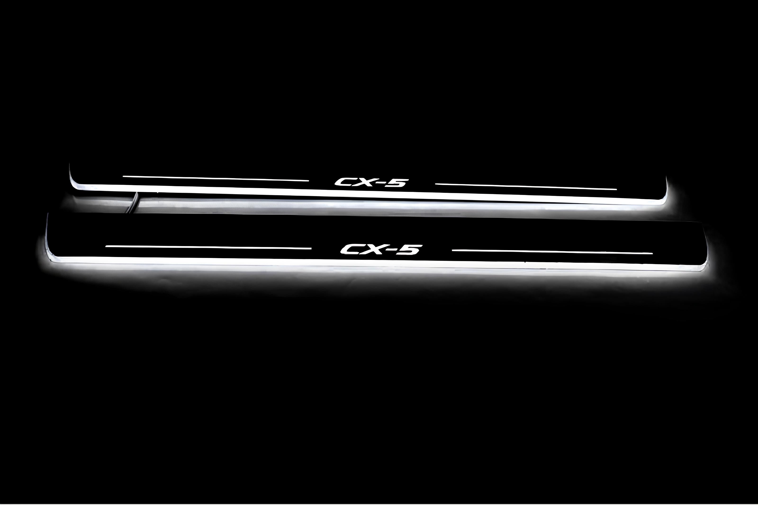 Illuminated LED Door Sill Tread Plates Mazda CX-5 II 2017+ With CX-5 Logo Mazda Led Door Sills opdesign