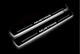 Ford Mustang VI S550 2015+ stainless steel LED door sill plates with Mustang logo