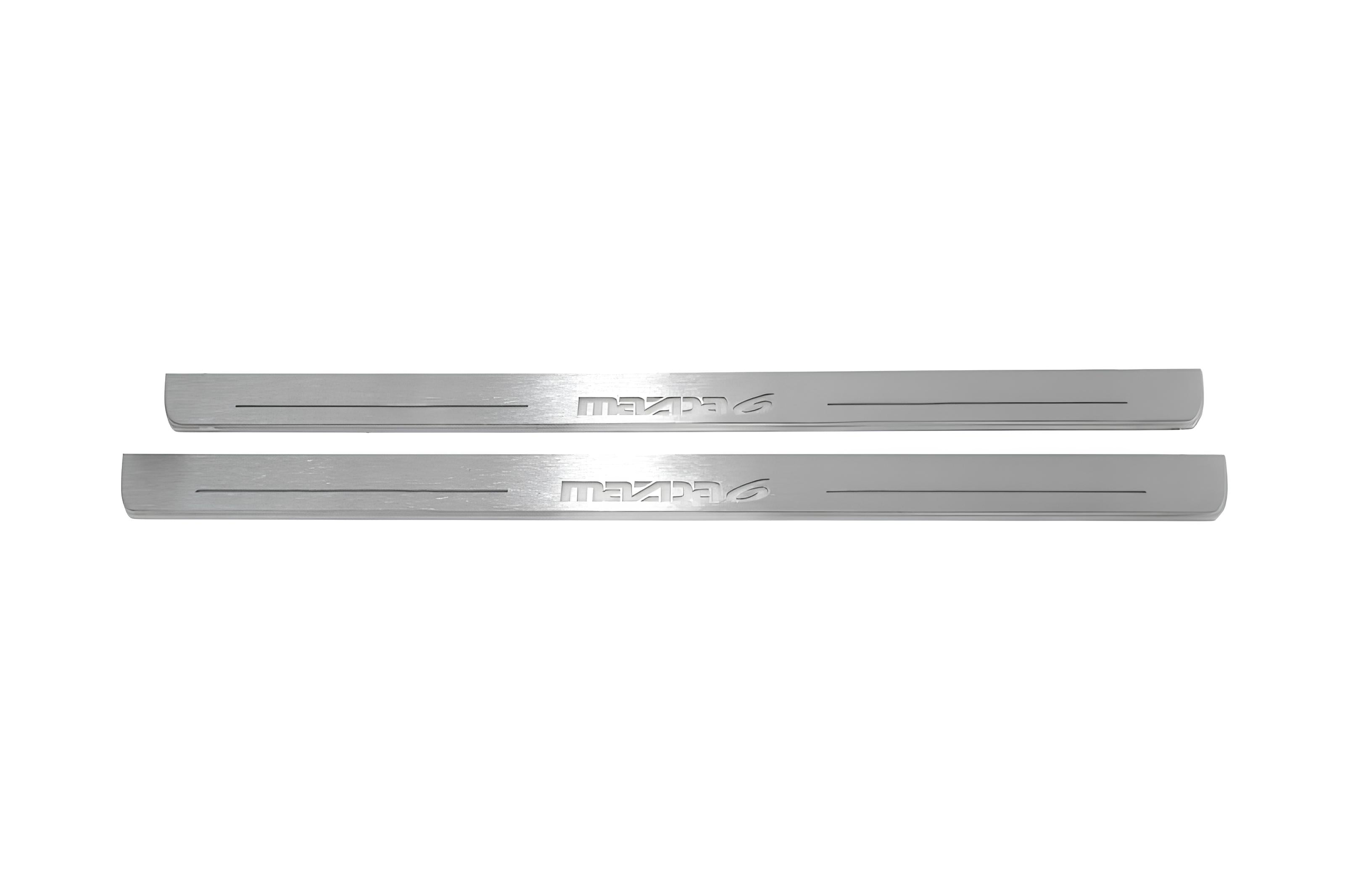 Illuminated LED Door Sill Tread Plates Mazda 6 II 2008-2012 With Mazda 6 Logo Mazda Led Door Sills opdesign