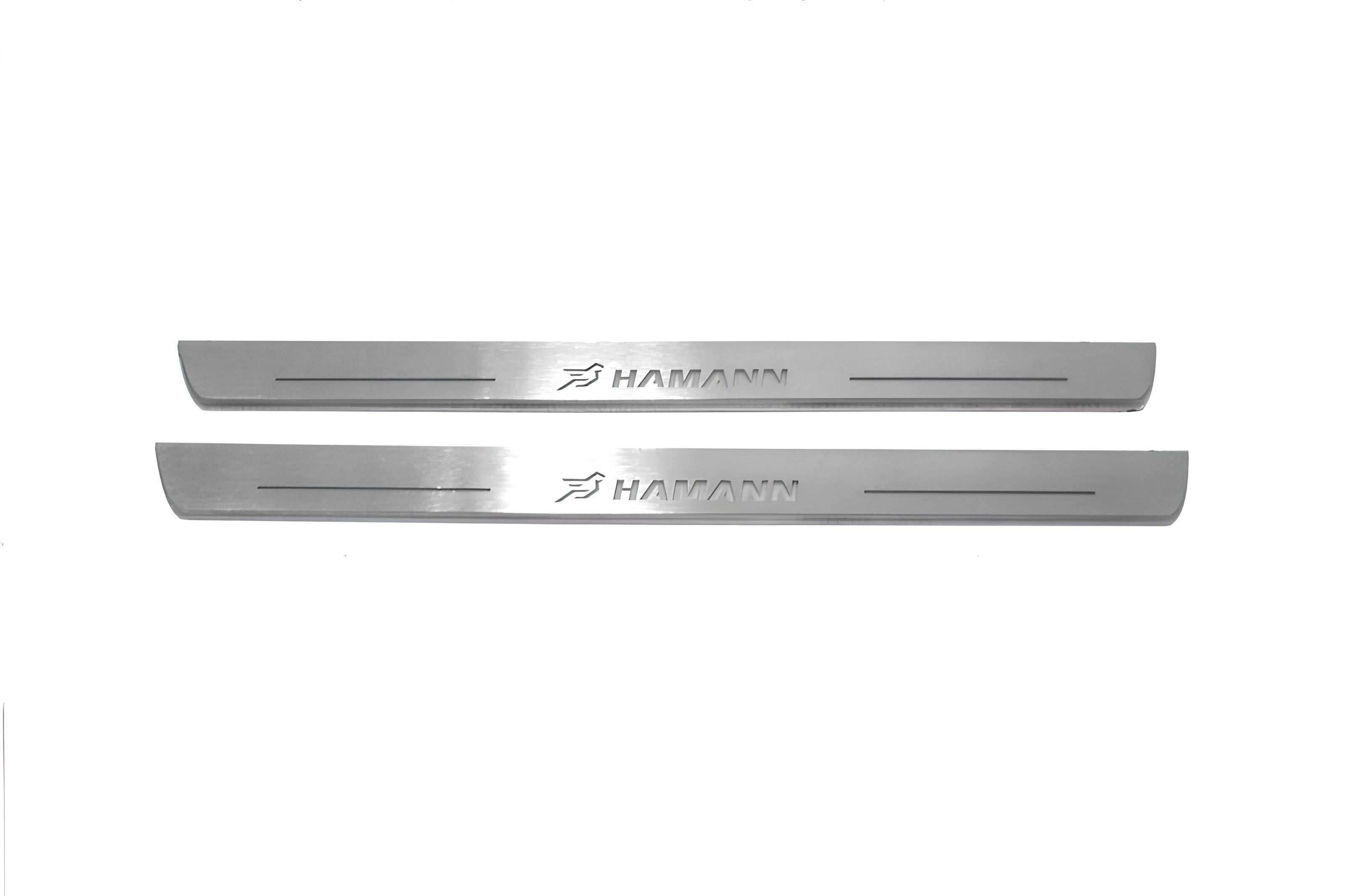 Illuminated LED Door Sill Tread Plates BMW X6 F16 2015-2019 With HAMANN Logo BMW Led Door Sills opdesign