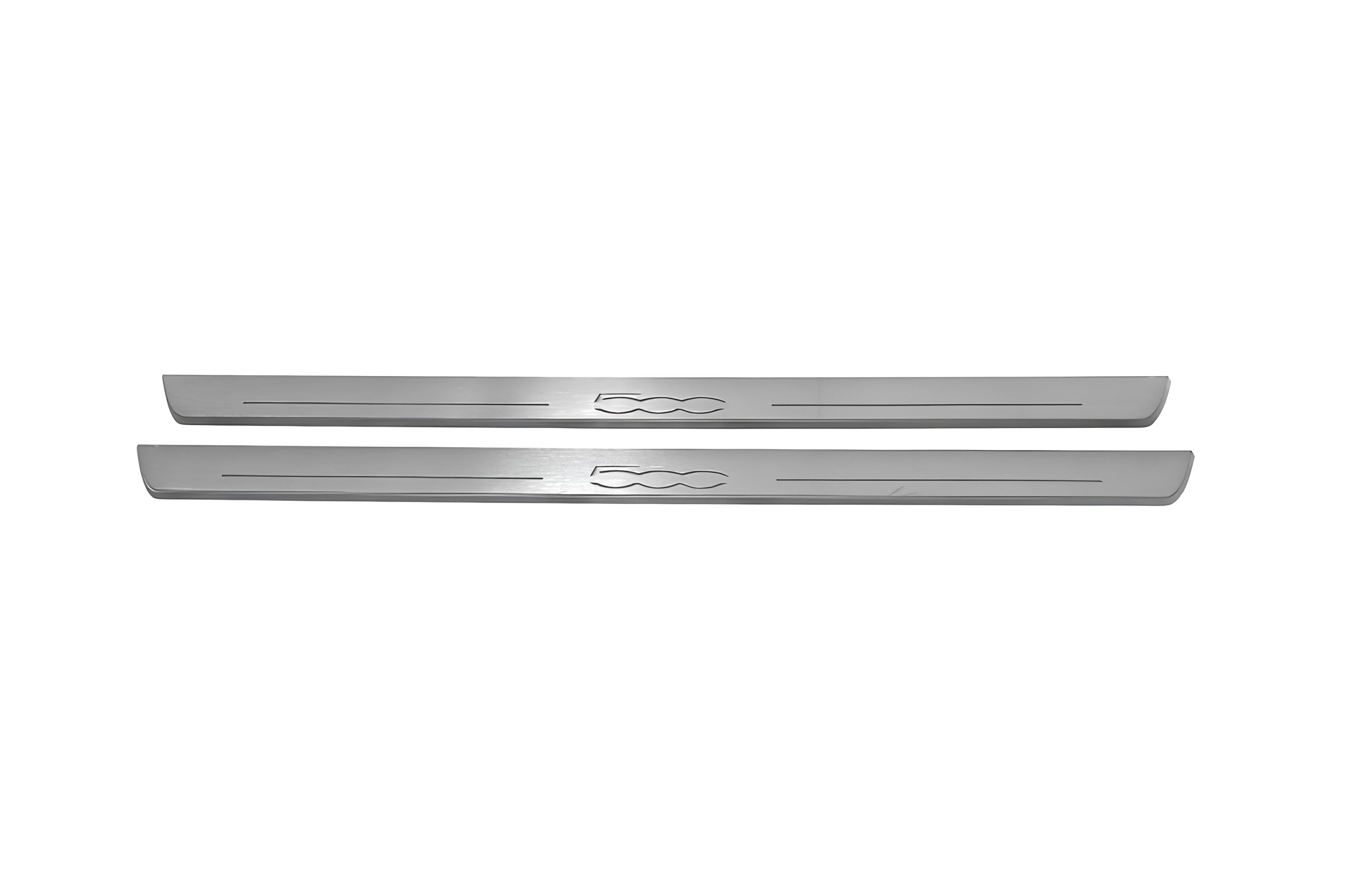 Illuminated LED Door Sill Tread Plates Fiat 500 2007+ With 500 Logo Fiat Led Door Sills opdesign