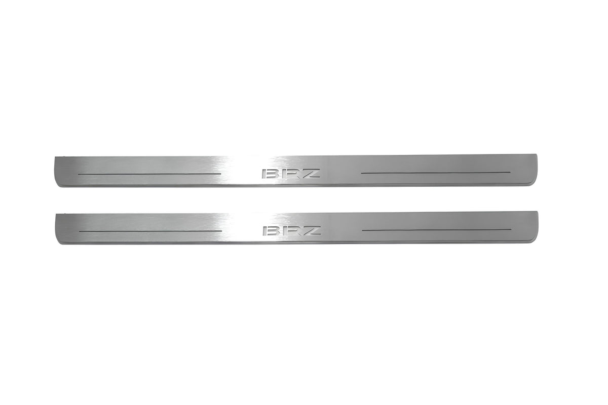 Subaru BRZ 2011+ LED door sill plates stainless steel with BRZ logo