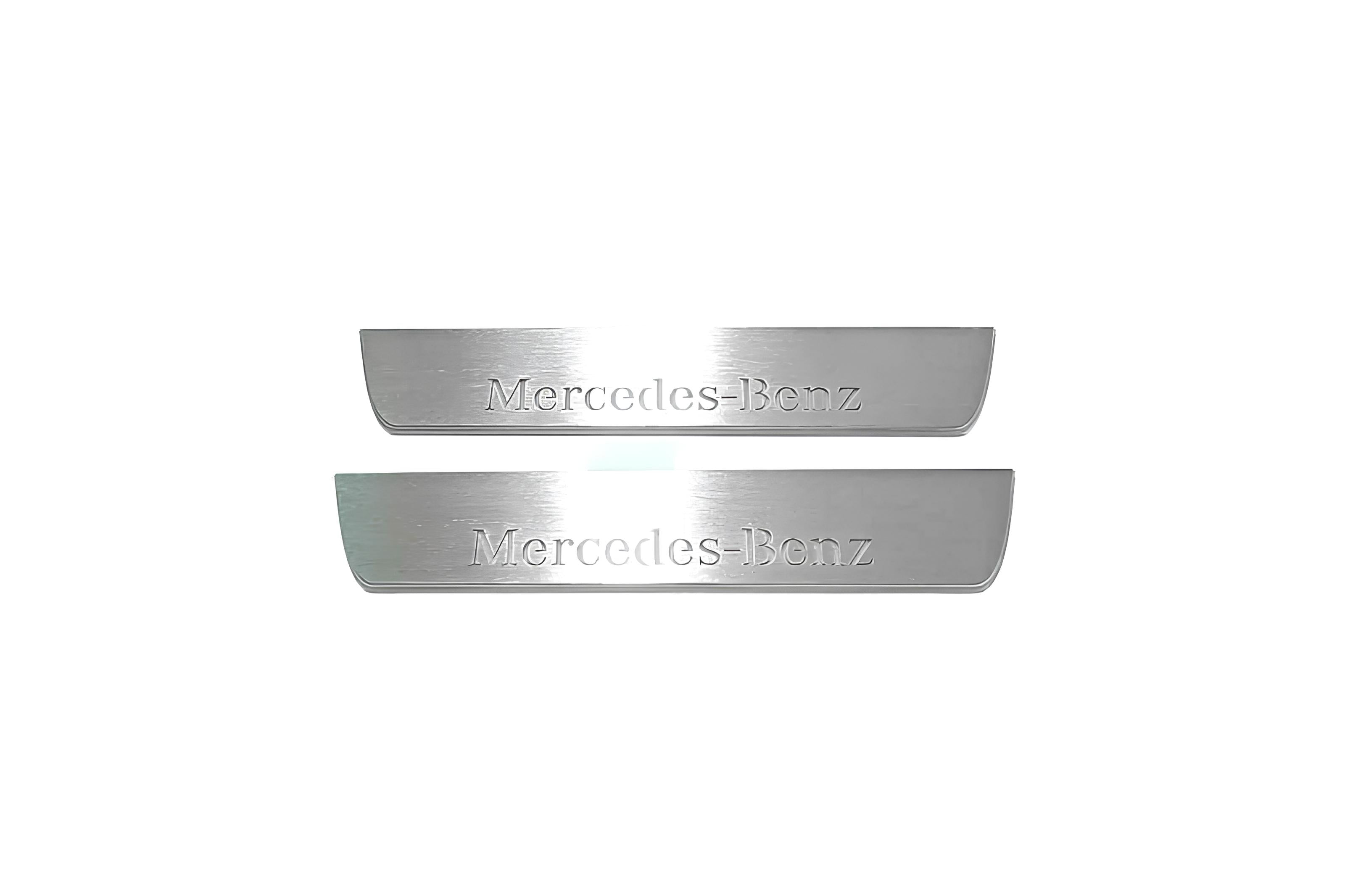 Illuminated LED Door Sill Tread Plates Mercedes ML W166 2011-2015 With Mercedes-Benz Logo Mercedes Led Door Sills opdesign