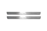 Skoda Octavia III (A7) 2013+ entry guards in stainless steel with Octavia logo