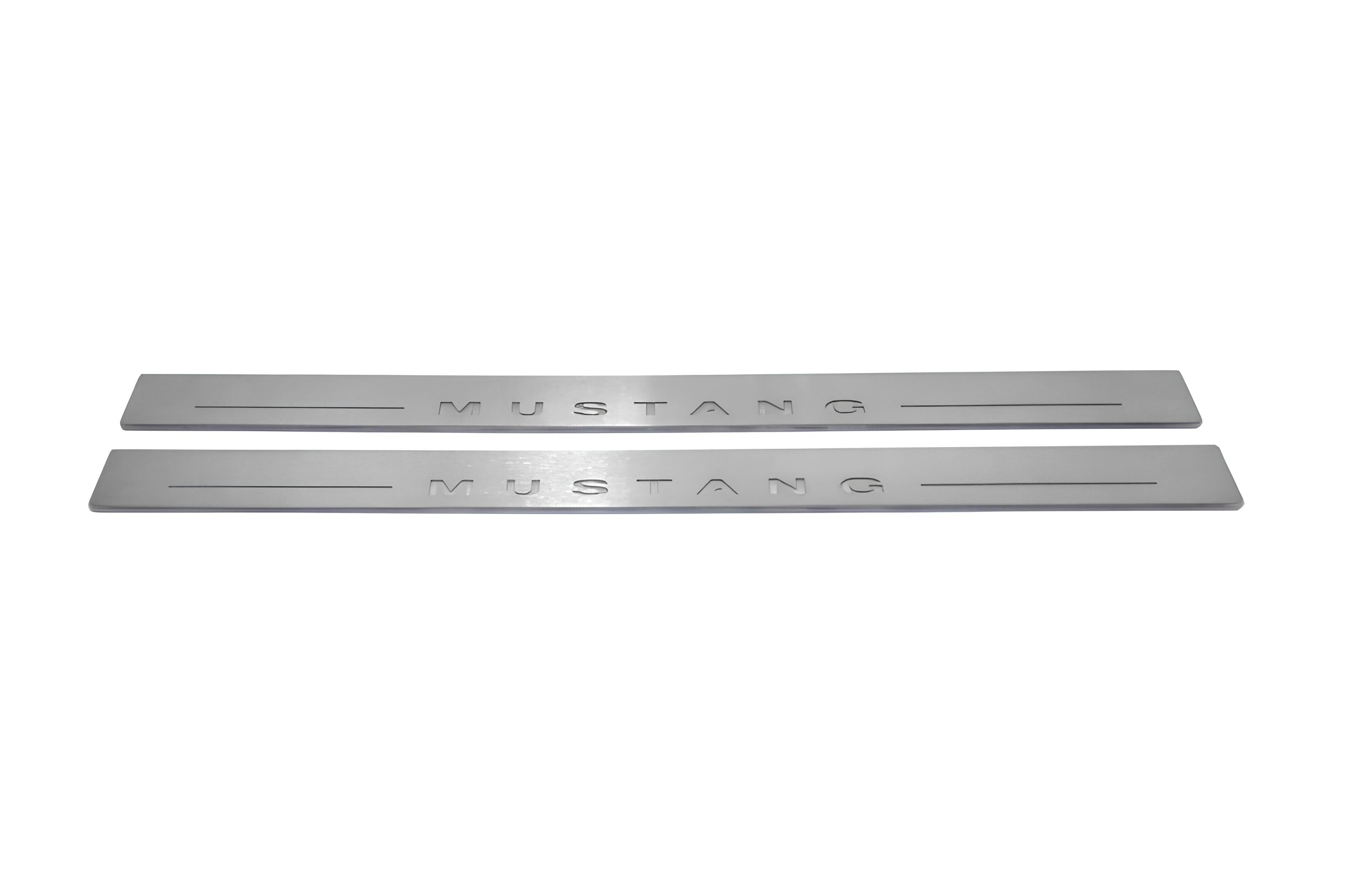 Illuminated LED Door Sill Tread Plates Ford Mustang V 2005-2015 With Mustang Logo Ford Led Door Sills opdesign