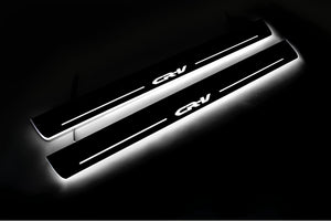 Illuminated LED Door Sill Tread Plates Honda CR-V IV 2012-2017 With CR-V Logo Honda Led Door Sills opdesign