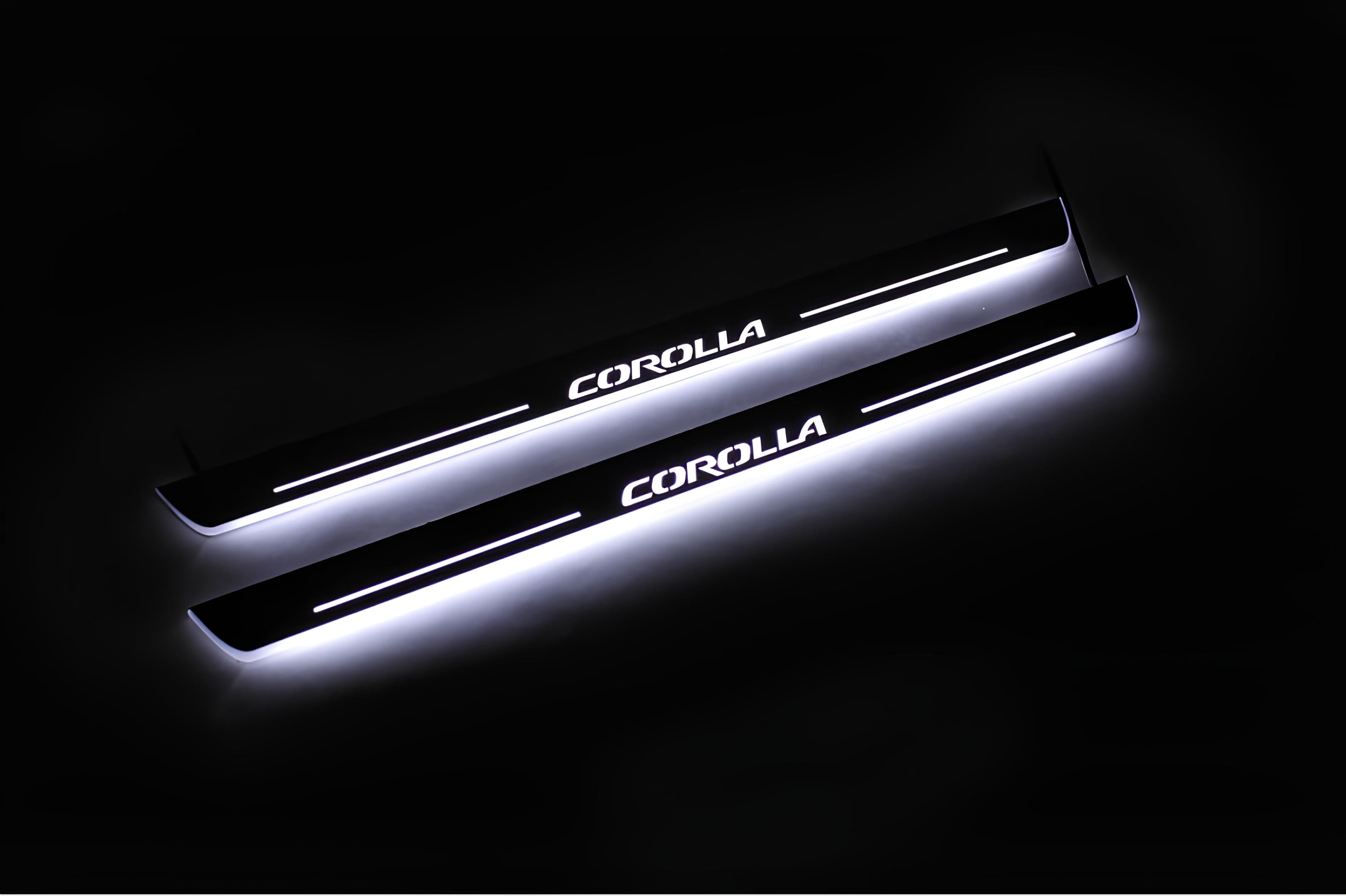 Toyota Corolla XI 2013-2019 LED Door Sills Illuminated Scuff Corolla Logo Stainless Steel Entry Guards Door Sills opdesign