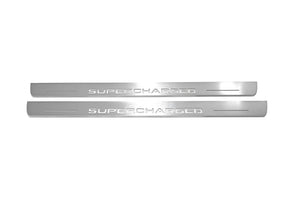 Illuminated LED Door Sill Tread Plates Range Rover III 2002-2012 With Supercharged Logo Range Rover Led Door Sills opdesign