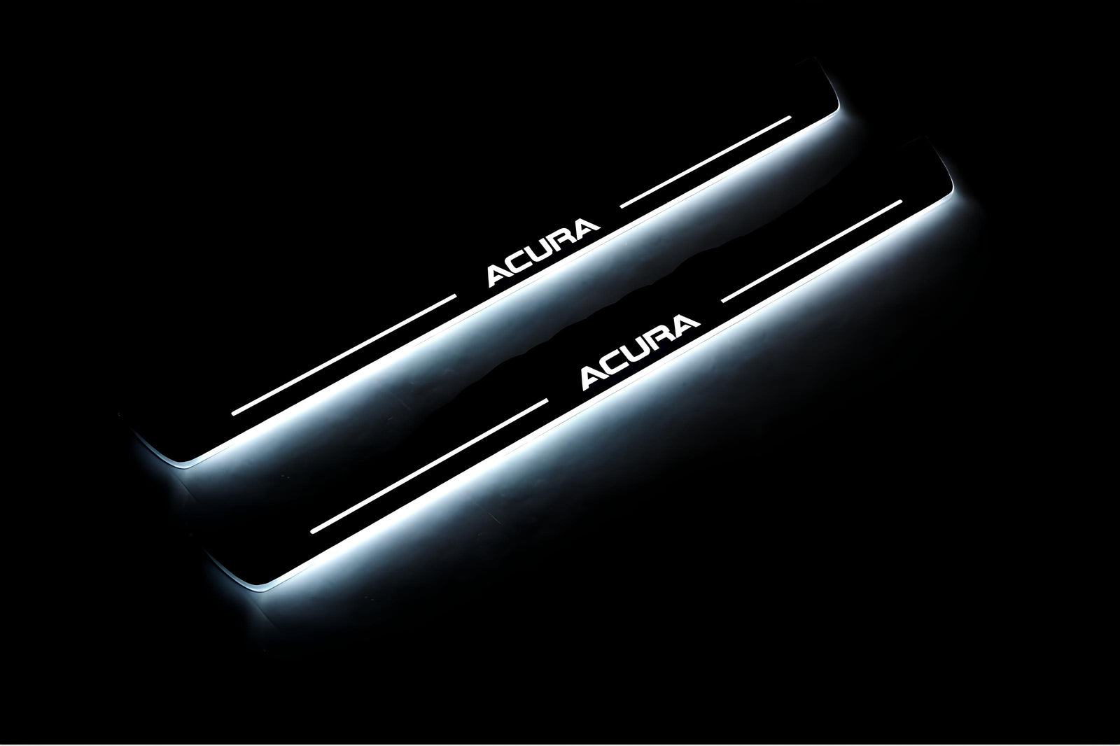 Acura MDX II 2006+ stainless steel LED door sill plates with Acura logo
