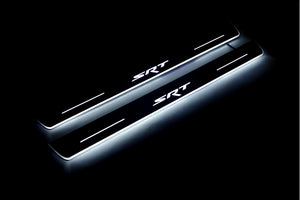 Illuminated LED Door Sill Tread Plates Dodge Charger 2011-2023 With SRT Logo Dodge Led Door Sills opdesign