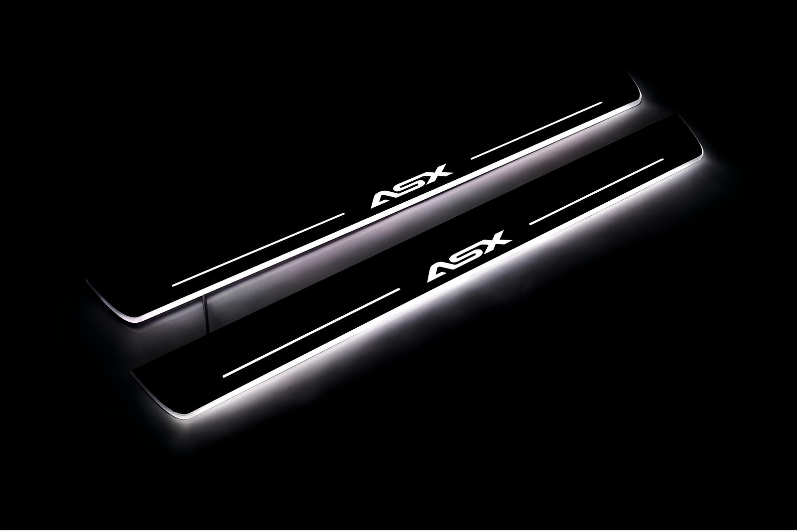 Mitsubishi ASX I 2010+ stainless steel illuminated entry guards with ASX logo