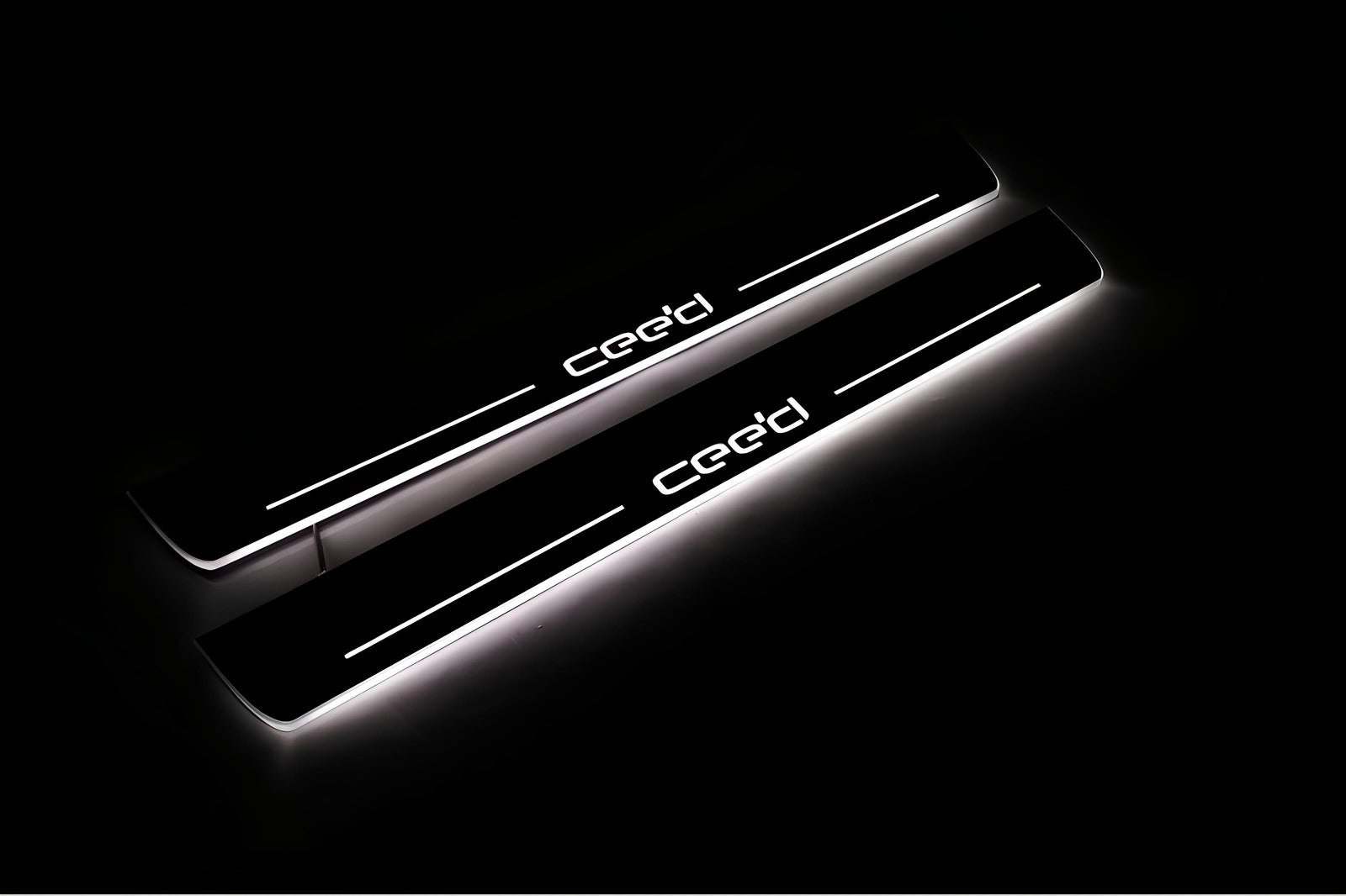 KIA Ceed II 2012+ stainless steel LED door sill plates with Cee`d logo