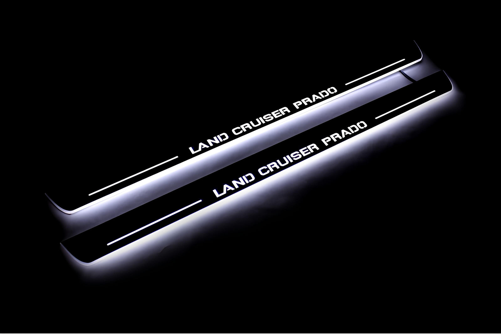 LED door sill plates Toyota Prado 120 2002+ stainless steel with Land Cruiser Prado logo
