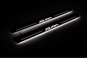 Illuminated LED Door Sill Tread Plates Ford Kuga II 2013-2020 With Kuga Logo Ford Led Door Sills opdesign