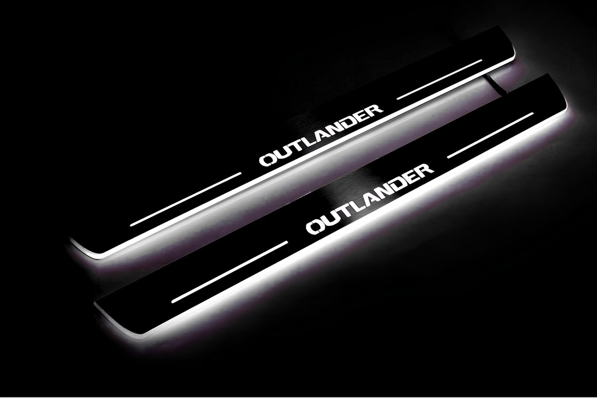 Mitsubishi Outlander II CW 2007+ LED door sill plates with Outlander logo