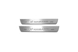 BMW X5 E70 2006+ LED door sill plates in stainless steel with HAMANN logo