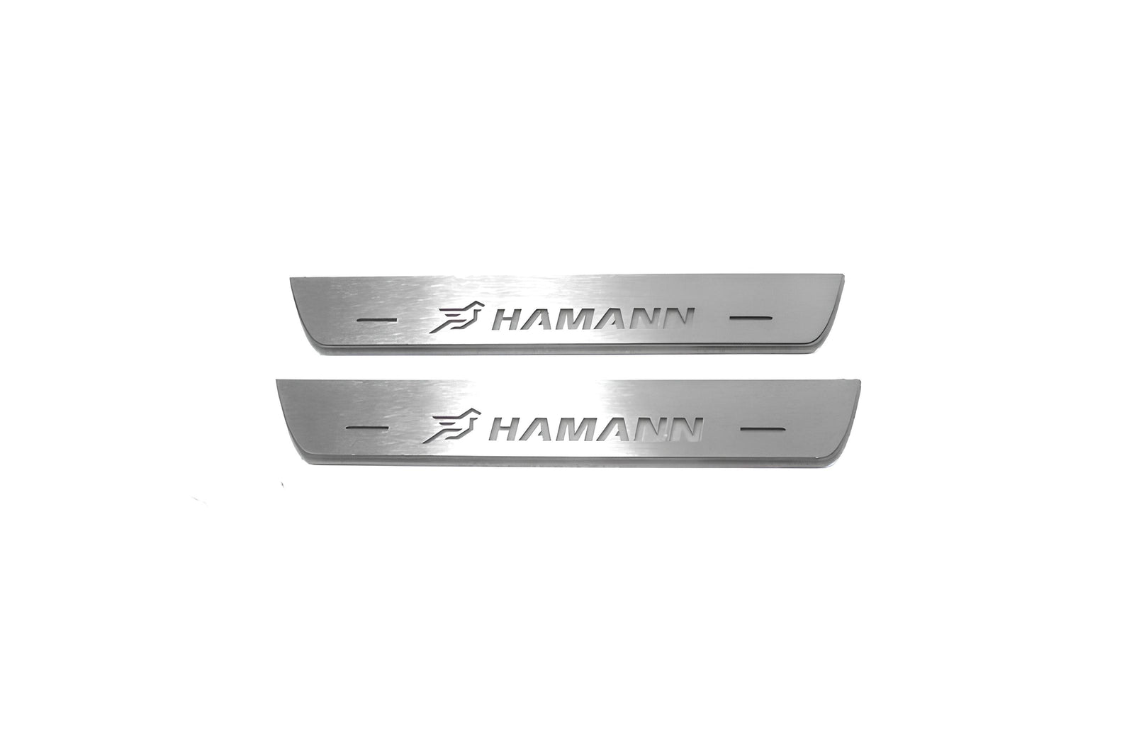 BMW X5 E70 2006+ LED door sill plates in stainless steel with HAMANN logo
