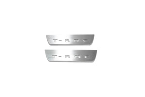 Illuminated LED Door Sill Tread Plates Volkswagen T-Roc 2017+ With T-Roc Logo Volkswagen Led Door Sills opdesign