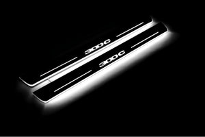 Illuminated LED Door Sill Tread Plates Chrysler 300C II 2011-2023 With 300C Logo Chrysler Led Door Sills opdesign