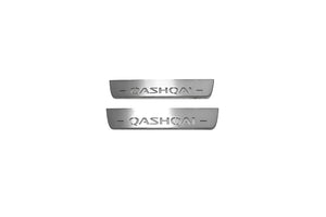 Illuminated LED Door Sill Tread Plates Nissan Qashqai II 2014-2021 With Qashqai Logo Nissan Led Door Sills opdesign