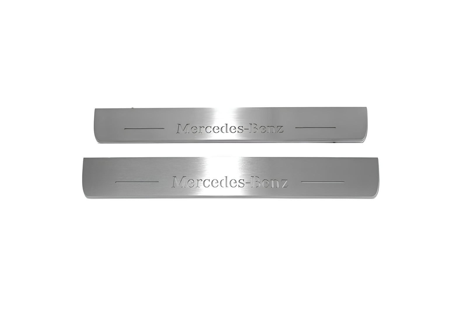 LED door sill plates Mercedes E W213 2016+ in stainless steel with Mercedes-Benz logo
