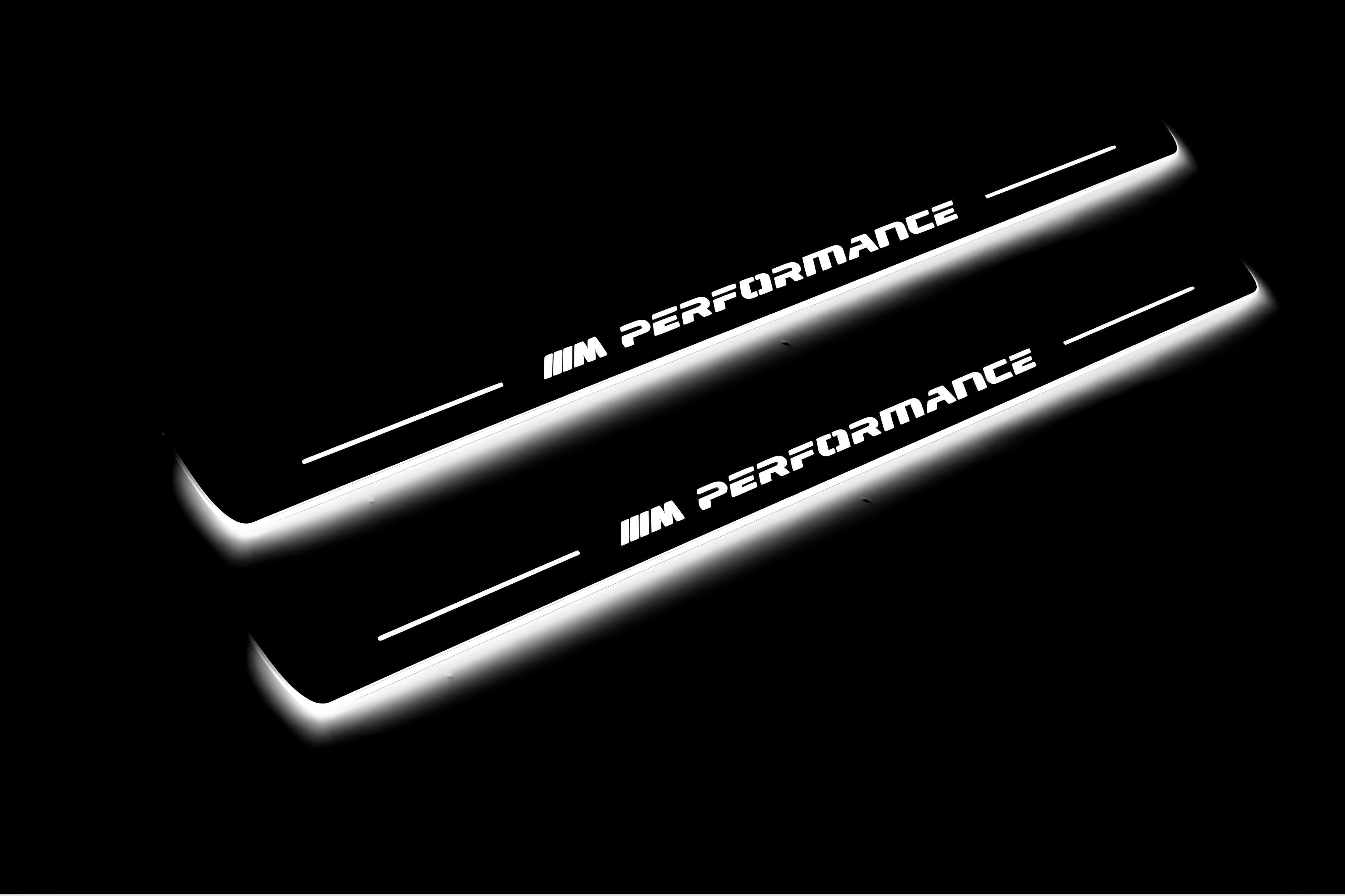 Illuminated LED Door Sill Tread Plates BMW 5 F10 2009-2017 With M Perfomance Logo BMW Led Door Sills decoinfabric