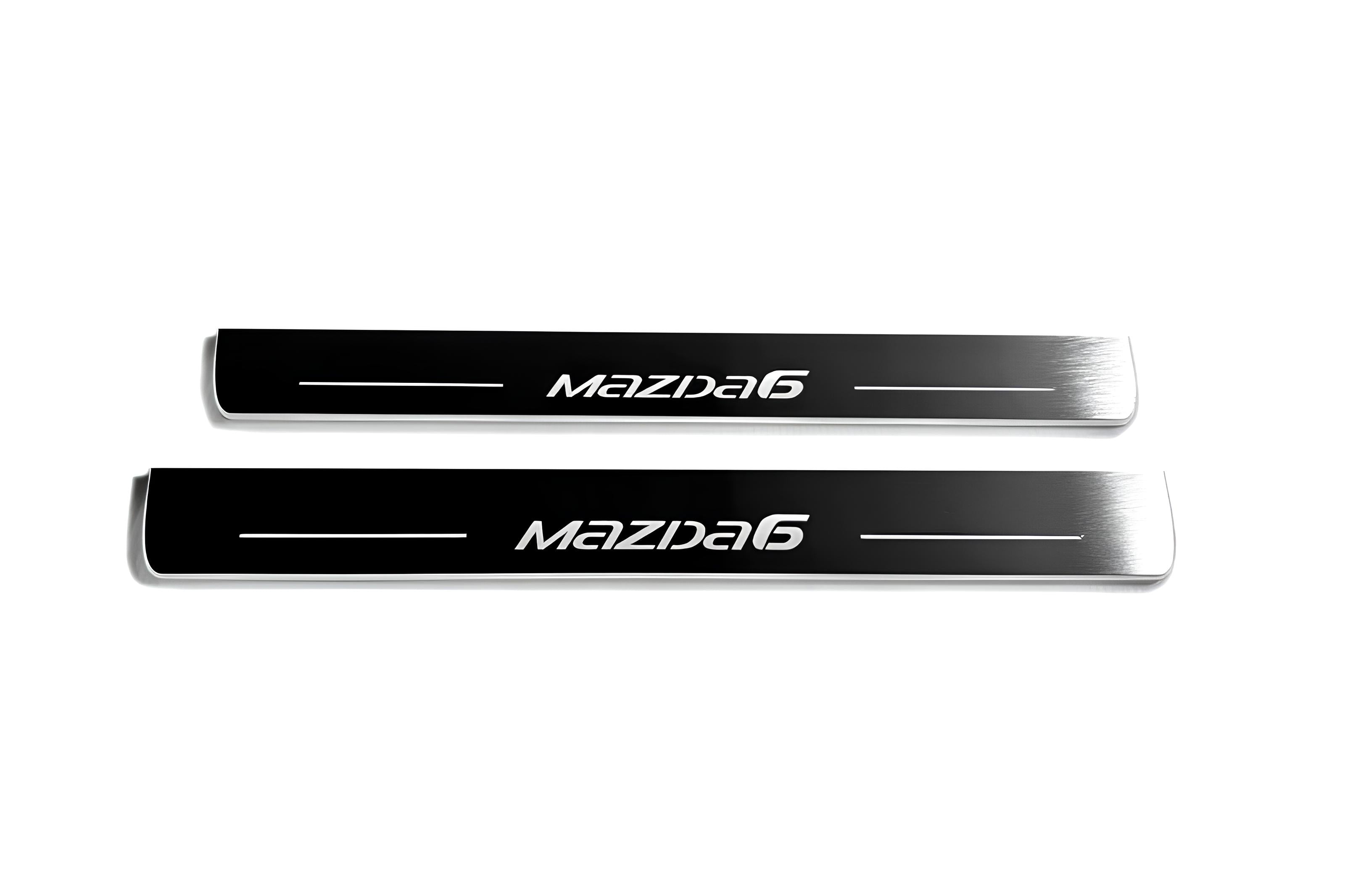 Illuminated LED Door Sill Tread Plates Mazda 6 III 2012-2024 With Mazda 6 Logo Mazda Led Door Sills opdesign