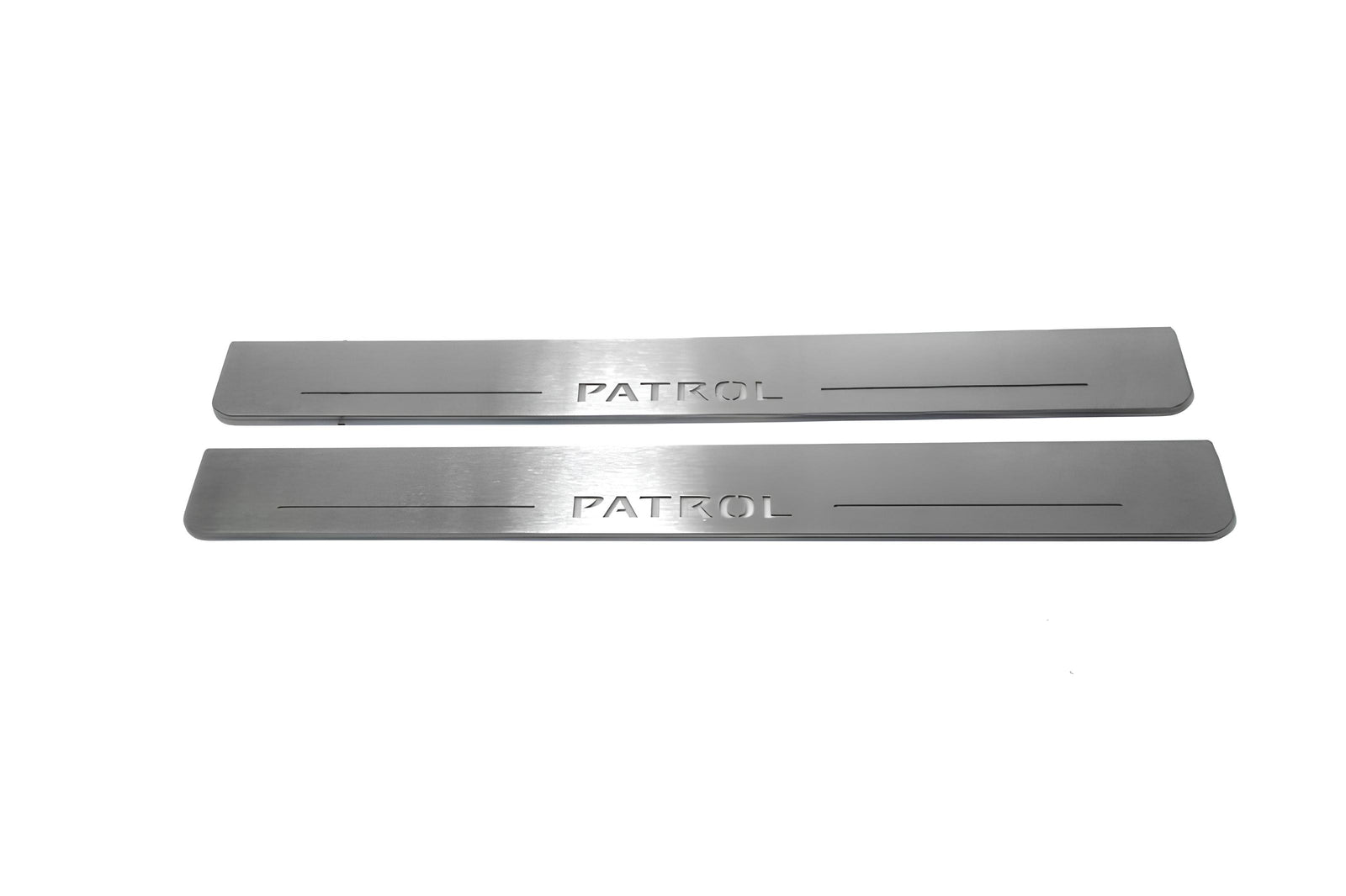 Nissan Patrol Y62 2010+ stainless steel LED door sill plates with Patrol logo