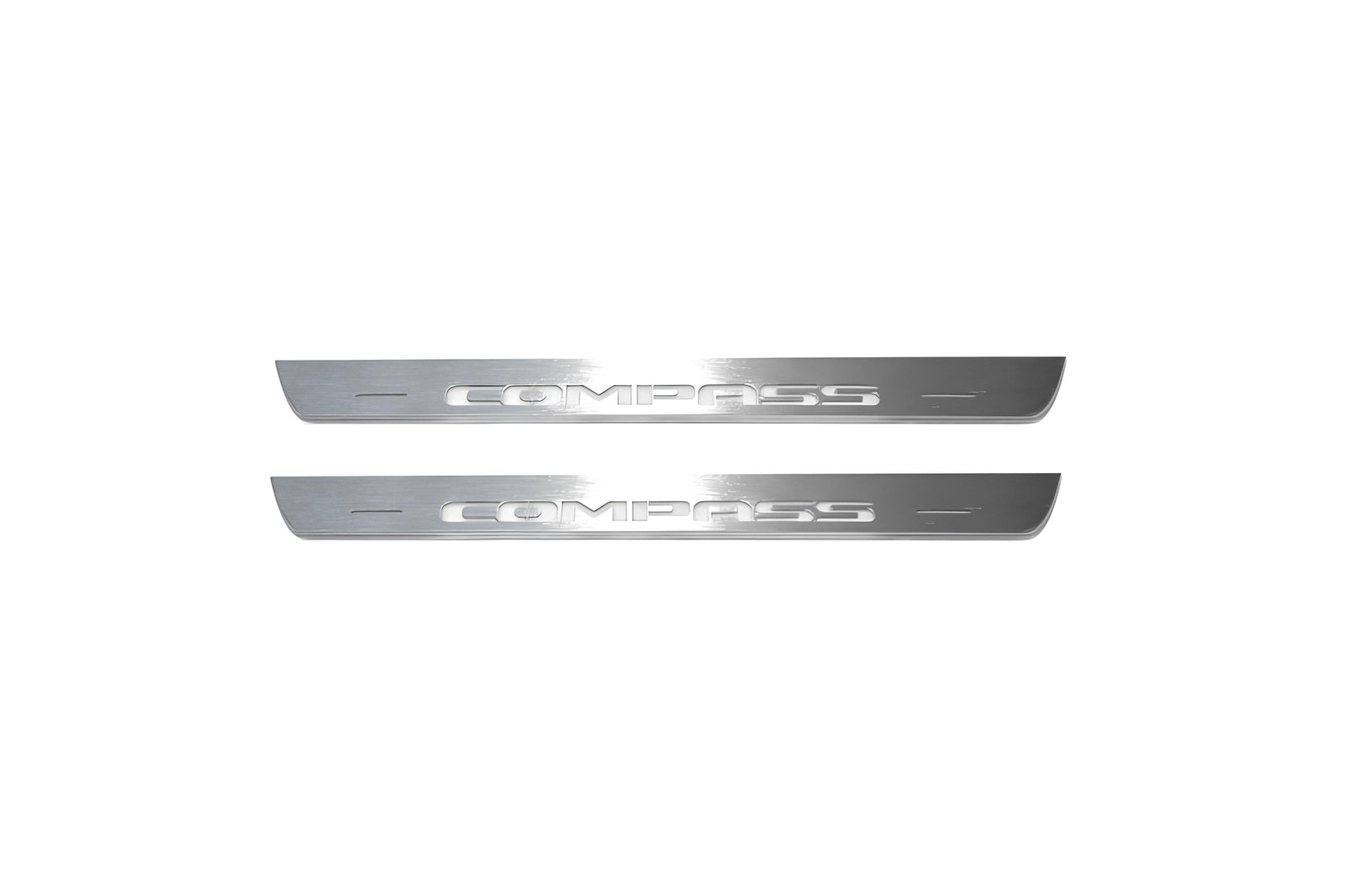 Jeep Compass II 2016+ entry guards in stainless steel with Compass logo
