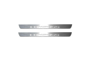 Illuminated LED Door Sill Tread Plates Jeep Compass II 2016+ With Compass Logo Jeep Led Door Sills opdesign
