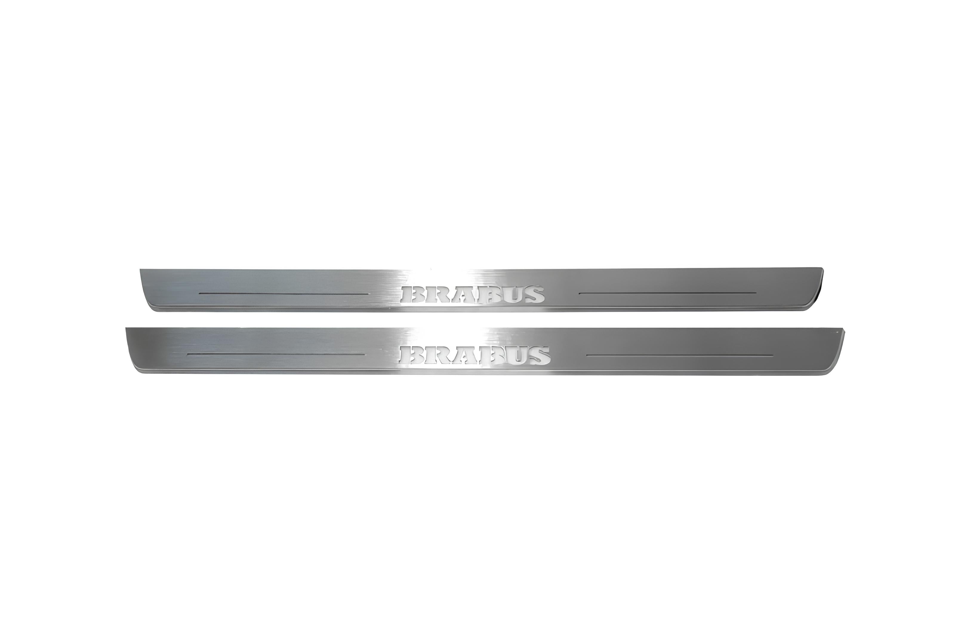Illuminated LED Door Sill Tread Plates Smart Fortwo III 2014+ With Brabus Logo Smart Led Door Sills decoinfabric
